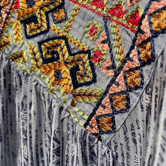 Bhanuni by Jyoti Embroidered Dress | Boho Peasant Style, Silky Viscose NWOT, S - Picture 5 of 8